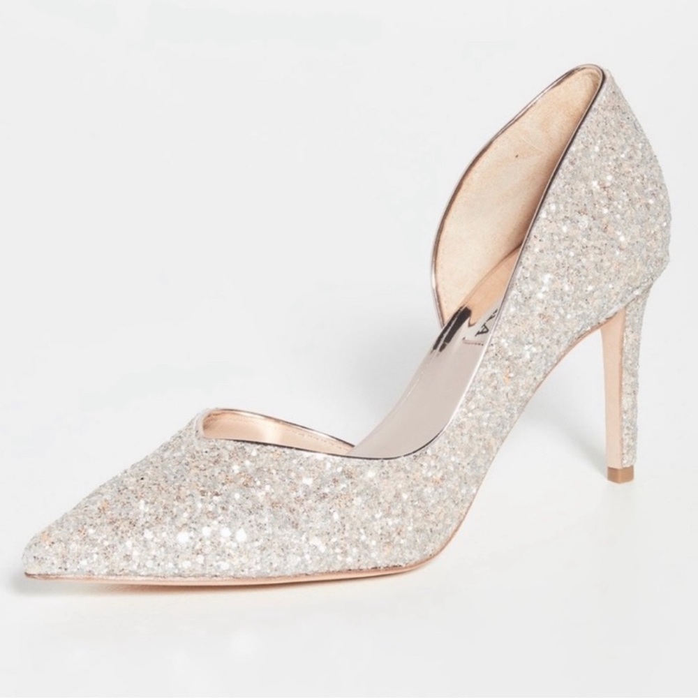 Badgley Mischka Daisy II D’Orsay Glitter Pump Heels Champagne 7.5